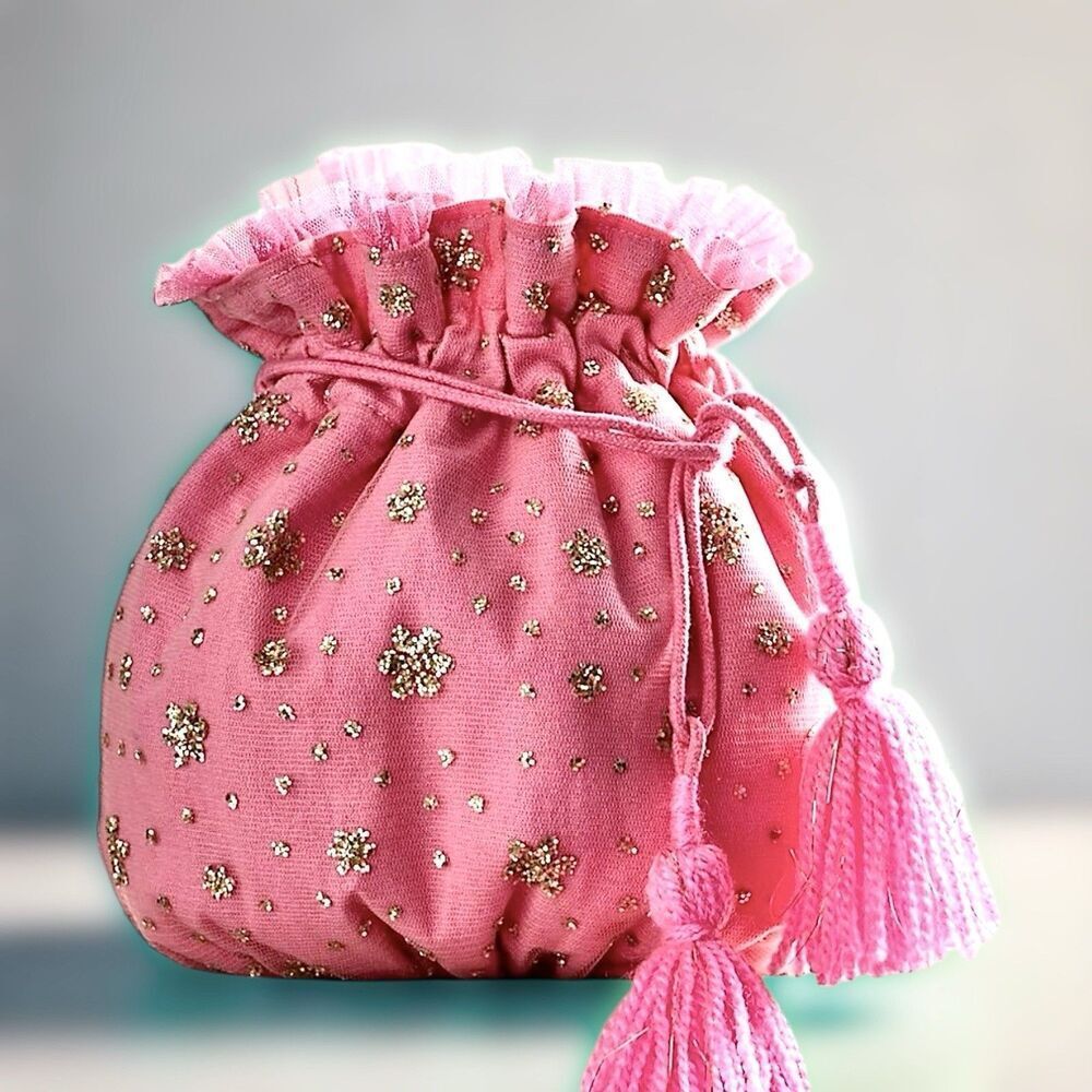 Free People Sparkle Pink Celebration Gift Sack/Make Up Bag/Closet Decoration NWT